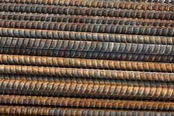 Rustic old Reinforcing steel bars background