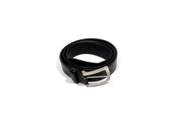 Obraz premium Black leather belt isolated