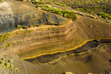 Beautiful colored surfaces of volcanic rocks in Teide National Park. Tenerife. Canary Islands..Spain