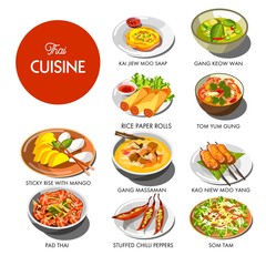 Thai cuisine food and traditional dishes
