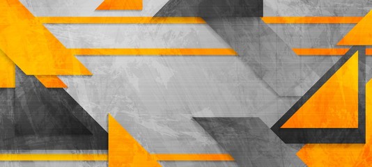 Hi-tech abstract orange grey banner background