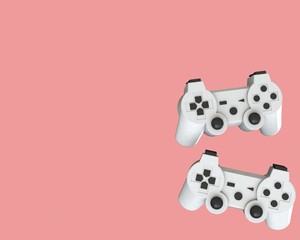 3D rendering of realistic games, joysticks on a pink background. 