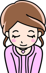女性OL会社員の挨拶、お辞儀