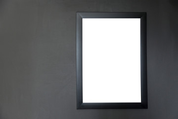 square wooden frame on grey background with empty space