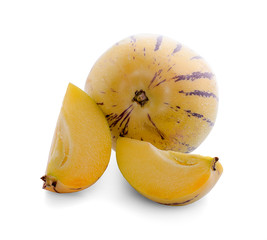 Pepino melon fruit isolated on white background with clipping path.