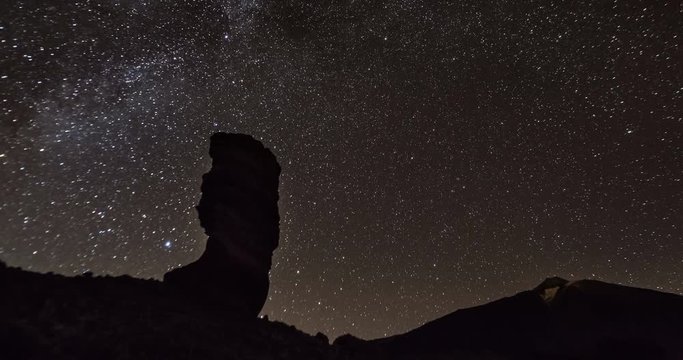 Startrail Time lapse sequence of the milky way at Teide National Park in Tenerife