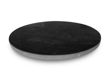 Black marble plate isolated on white background.