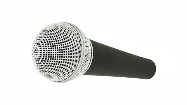 3d rendering microphone isolated on white background