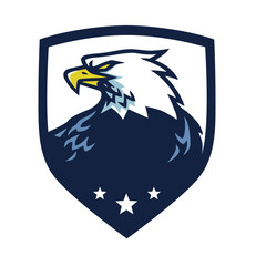 Eagle Head Mascot with Shield Emblem Vector