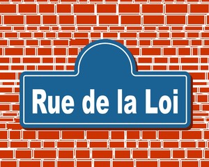 Fototapeta premium Street signs with an inscription in French principal road of Brussels, Belgium