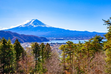 富士山と河口湖、山梨県富士河口湖町にて