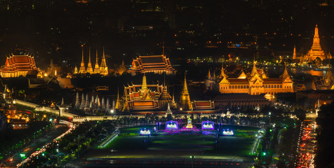 Fototapeta na wymiar Wat Phra Kaew, Royal Palace, Wat Phra Sri Ratana Sadsadaram, Temple of the Emerald Buddha is a tourist attraction in Bangkok.
