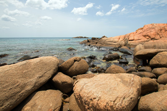 Boulders on Pigeon Island National Park just off the shore of Nilaveli beach in Trincomalee Sri Lanka