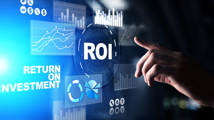 ROI - Return on investment, Trading and financial growth concept on virtual screen.