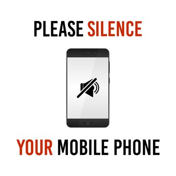 Please silence your mobile phone, vector sign.