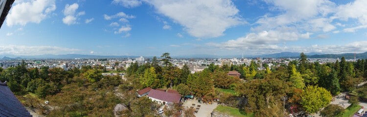 Fototapeta na wymiar 鶴ケ城からの眺め(パノラマ)
