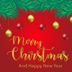 Merry christmas greeting card with ball