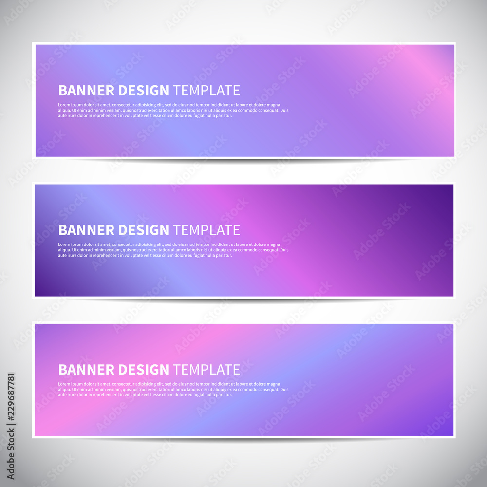 Poster banners or headers with holographic gradient colorful background