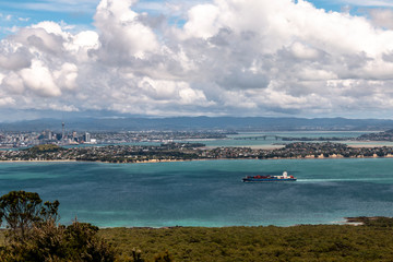 Landscape of Auckland city from Rangitoto Island, New Zealand.