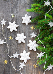 Christmas cookies with tree and garland