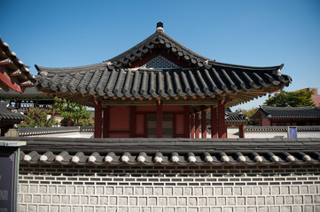 Suwon city, South Korea - Oct 12, 2018 : Historic buildings in HWASUNG, suwon city, South korea.