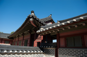Fototapeta premium Suwon city, South Korea - Oct 12, 2018 : Historic buildings in HWASUNG, suwon city, South korea.