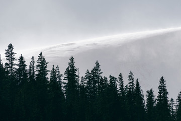 Extreme storm blows snow over North Star Mountain in Park County, Rocky Mountains, Colorado