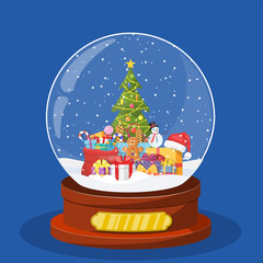 Christmas snow globe with Christmas tree