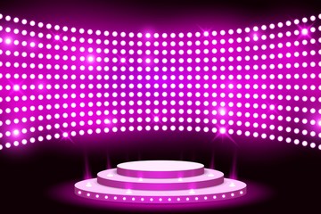 Wall led light screen stage with lightbulp background vector illustration