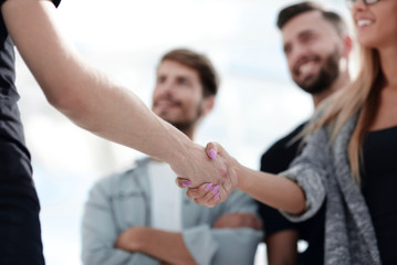 Fototapeta premium Close-up Shaking Hands.Man and woman