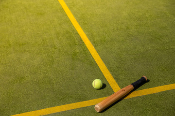 Rounders, baseball, cricket bat and ball