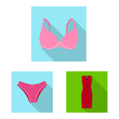 Isolated object of woman and clothing logo. Collection of woman and wear stock symbol for web.