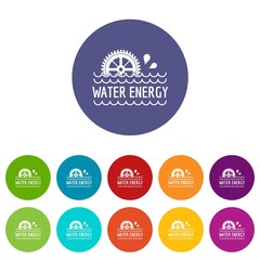 Water energy icons color set vector for any web design on white background