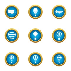 Floating air icons set. Flat set of 9 floating air vector icons for web isolated on white background