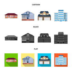 Isolated object of building and front logo. Collection of building and roof vector icon for stock.