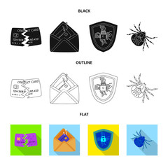 Isolated object of virus and secure symbol. Collection of virus and cyber stock vector illustration.