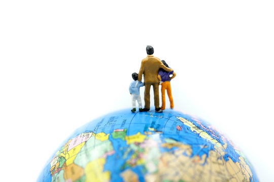 Miniature people : Student and children's standing with Mini world using for concept of Universal Children's Day.