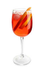 Fresh summer cocktail in glass on white background