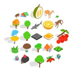 Biology icons set. Isometric set of 25 biology vector icons for web isolated on white background