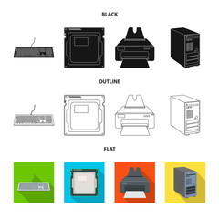 Isolated object of laptop and device icon. Collection of laptop and server stock symbol for web.