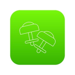 Modern earrings icon green vector isolated on white background