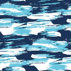 Deurstickers Zee Blauw water penseelstreek modern naadloos patroon