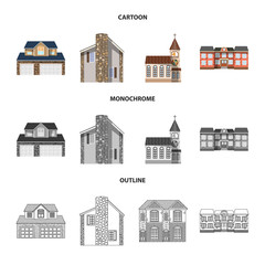 Isolated object of building and front symbol. Set of building and roof vector icon for stock.