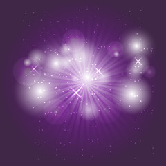 Abstract ray light on violet background