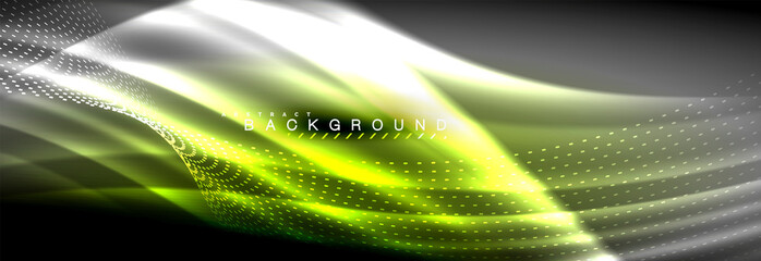 Liquid neon flowing waves, glowing light lines background