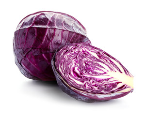 Fresh purple cabbage on color background