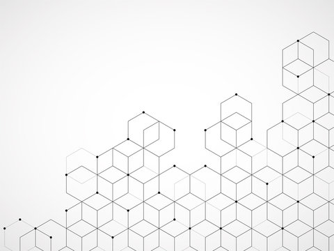 Abstract geometric background with cubes. Geometrical concept with lines and points