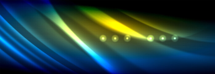 Liquid neon flowing waves, glowing light lines background