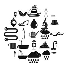 Water system icons set. Simple set of 25 water system vector icons for web isolated on white background