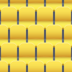 Seamless pattern of yellow plastic seats on sport arena and stadium. Vector illustration